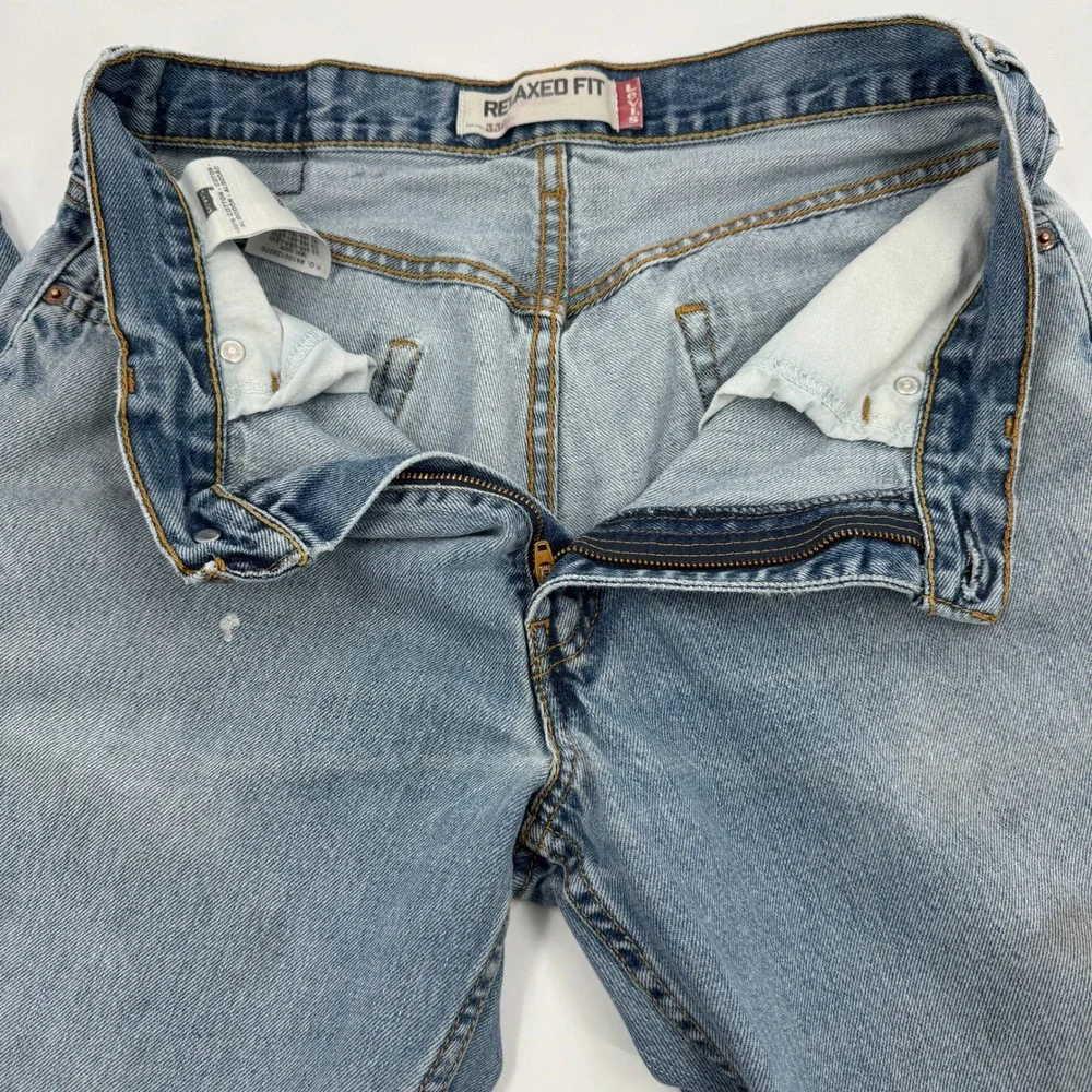 Levis 550 Relaxed Fit Mens Light Wash‎ Blue Denim Jeans 33x30 Bleach Splatter